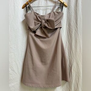 Missguided Strapless Taupe Dress with Bow